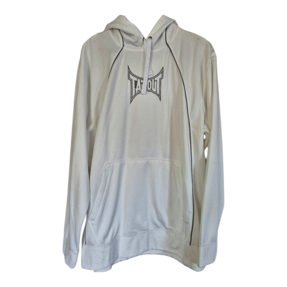TapOut Y2K Vintage White Grey Hoodie Kangaroo Pocket Pullover Sweater XXL